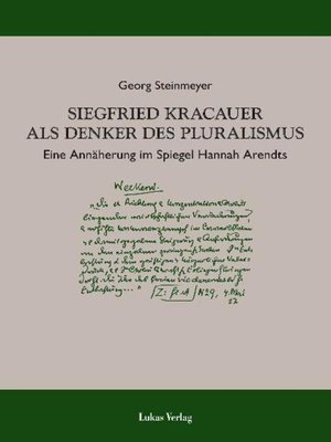 cover image of Siegfried Kracauer als Denker des Pluralismus
